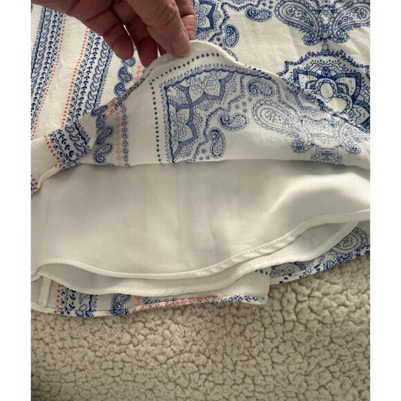 Lovers and Friends Cassidy Mini Dress Bella Scarf Print V-Neck Blue White Sz XS - Picture 8 of 12
